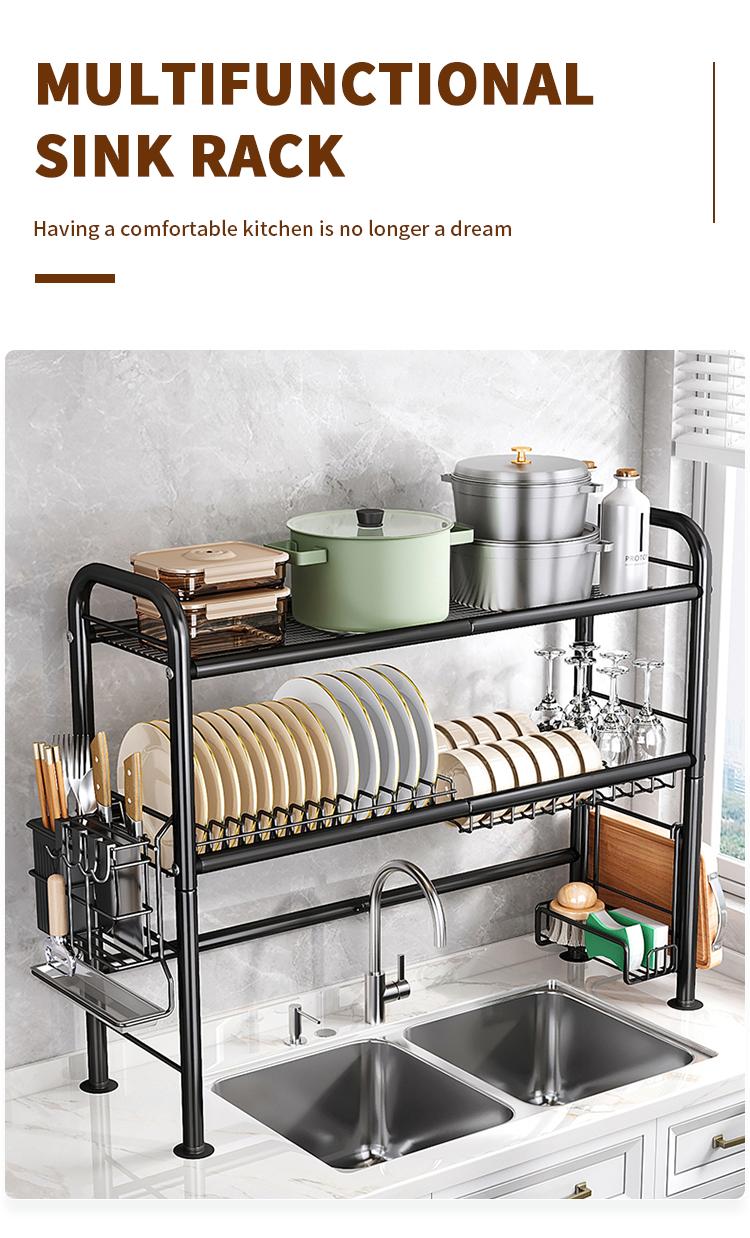 San Dream Over The Sink Dish Drying Rack Large Dishes Drainer 2-Tier Dish Drying Rack for Kitchen Dish Rack Countertop Organizer Metal Kitchen Sink Organizer Mount