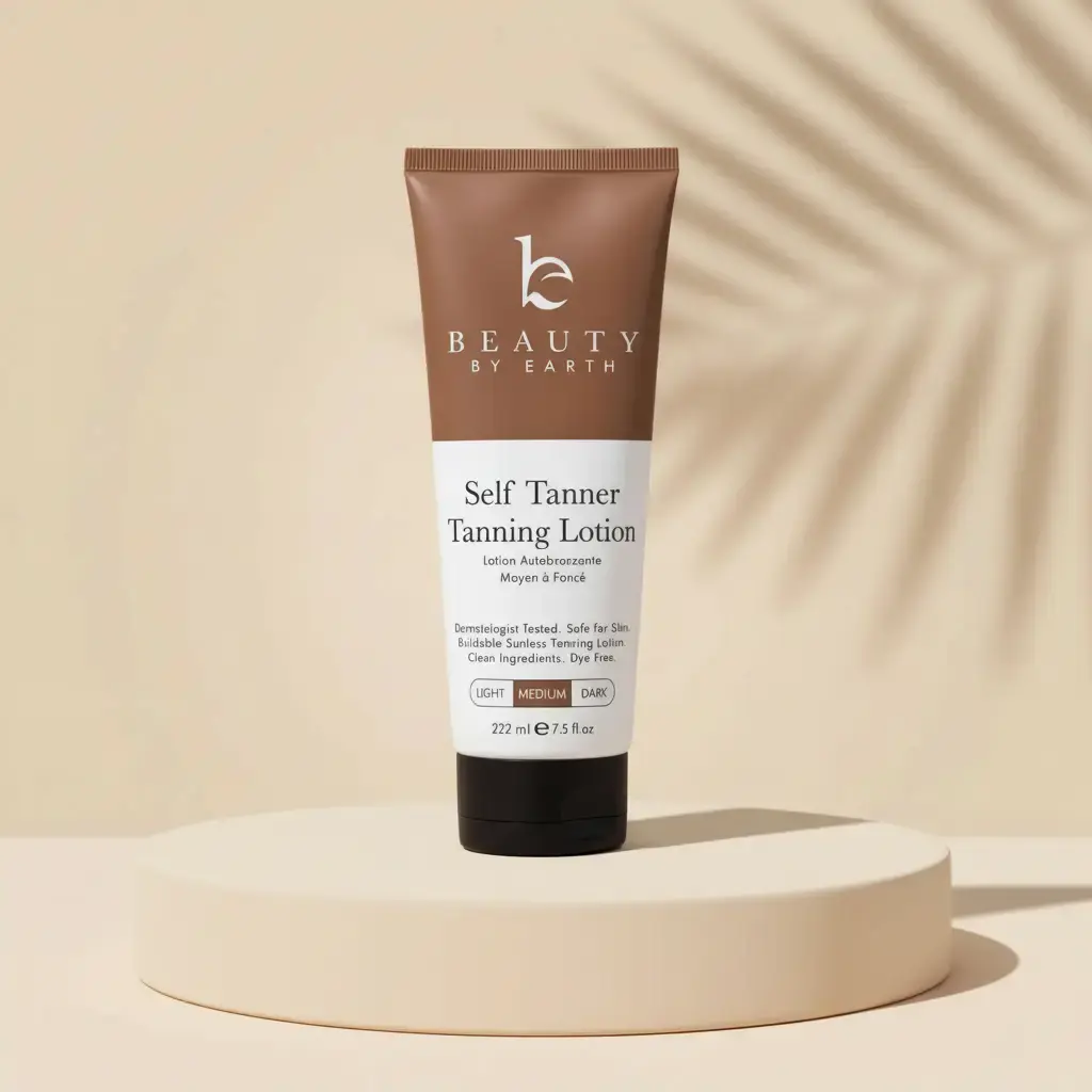 Beauty by Earth Self Tanner Body Lotion - Best Gradual Natural Bronzed Sunless Hydrating Streak Free Tanning Glow Made in USA, Vegan Cruelty Free Pregnancy Safe