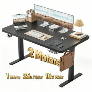Dual Motor Electric Adjustable Standing Desk, Computer Desk with Memory Controller, Home Office Desk with Seamless tabletop,265 lbs Weight Capacity,Black/White/Rustic Brown/Oak(Two packages)