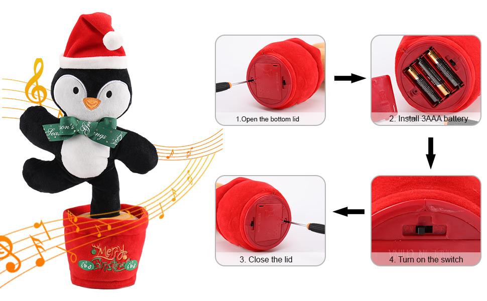 Emoin Christmas Dancing Toy,Talking Singing Plush Toy,Plush Repeating Toy Imitating Interactive Toys Christmas gift Santa Stuffed Animal