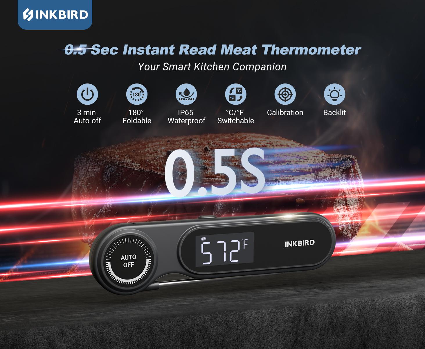 INKBIRD IHT-21K Portable nstant Read Washable Meat Thermometer, IP65 Waterproof, 0.5 Sec Fast Reading, Super Accurate Detection, Handy Food Thermometer for Indoor Outdoor Cooking, BBQ, Baking, Deep Frying, Home Brewing Kitchen INKBIRD IHT-21K Portable nstant Read Washable Meat Thermometer, IP65 Waterproof, 0.5 Sec Fast Reading, Super Accurate Detection, Handy Food Thermometer for Indoor Outdoor Cooking, BBQ, Baking, Deep Frying, Home Brewing Kitchen