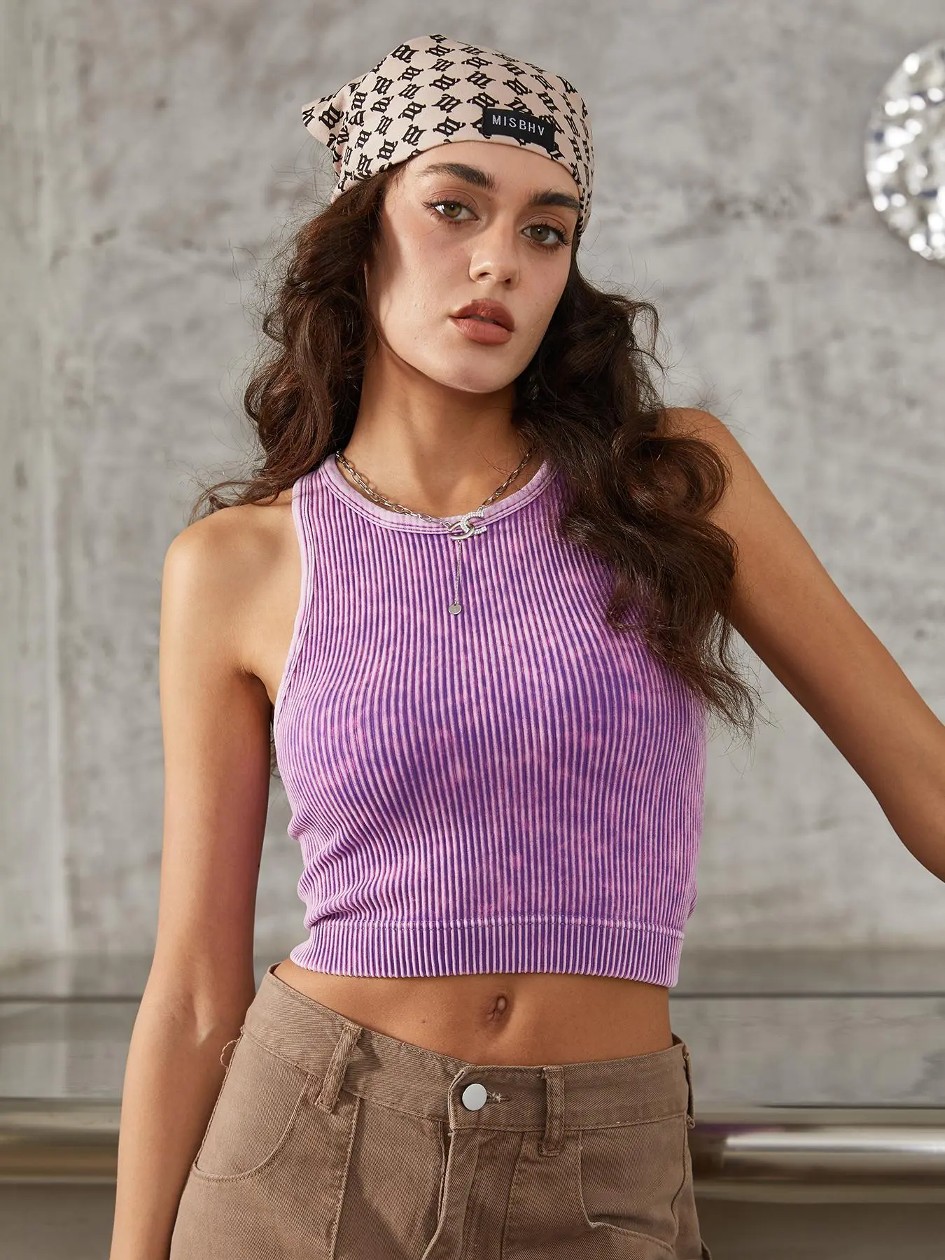 Women's Round Neck Ribbed Sports Vest, Sporty Sleeveless Tops, Casual Racer Back Crop Tank Top for Fitness, Yoga, Gym & Workout, Activewear, Athletic Top
