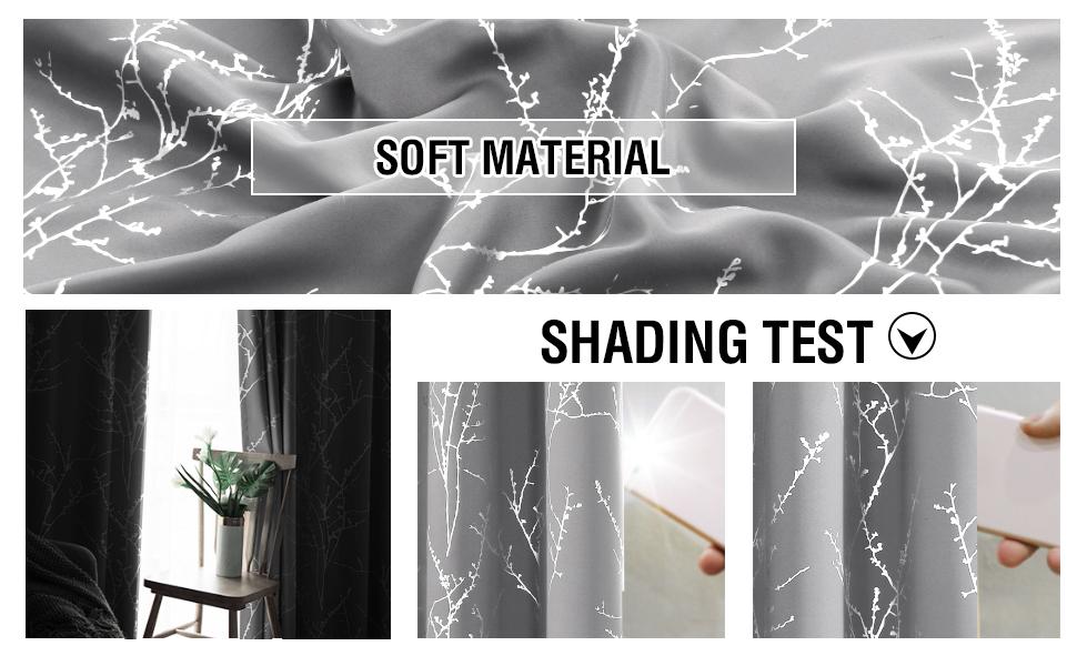 H.VERSAILTEX Blackout Curtains 2 Panels for Bedroom Foil Print Twig Tree Branch Thermal Insulated Grommet Curtain Drapes Light Blocking Thick Soft Window Curtains for Living