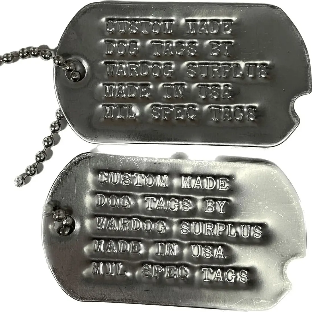 Real WW2 / Vietnam Era Notched Military Personalized Dog Tag Set Army USMC NAVY - Made on a real 1961 USMC Dog Tag Machine