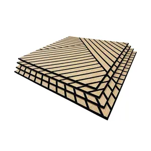 Packs Acoustic Wall Panels - Self-Adhesive 3D Wood 4 Slat Wall Panel- Peel and Stick Sound Absorbing Panels for Noise Reducing - Feature Wall Decor for Home & Office
