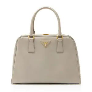 Pre-owned PRADA Leather Shoulder Bags Saffiano Framed Pyramid Satchel