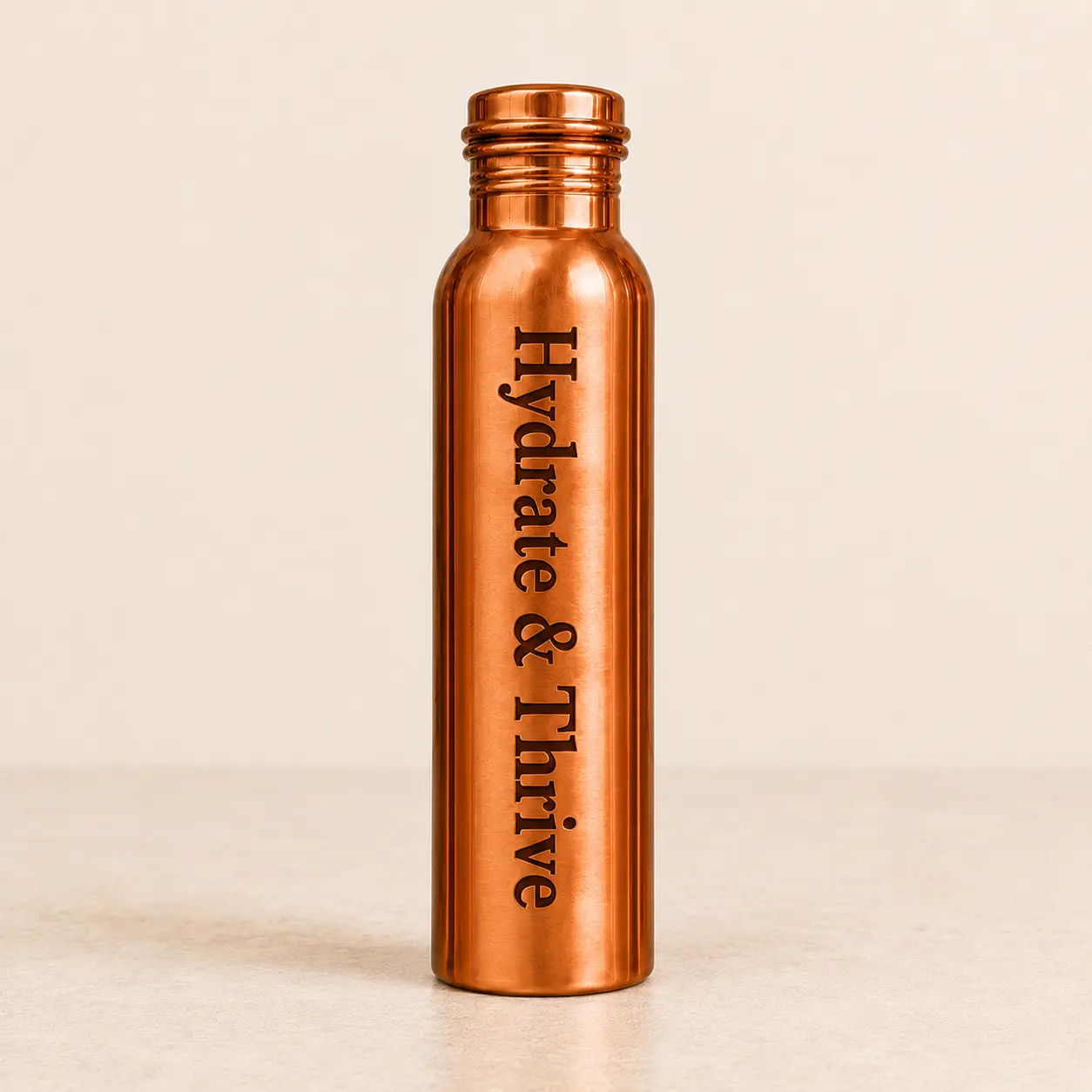 32oz Custom Handmade Pure Copper Water Bottle with Engraved Personalized Name/Quote, Leak-Resistant Lid, Washable Reusable Gym Bottle, Gift for Her/Him