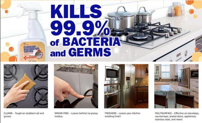 Liapu 500ml Kitchen Spray Cleaner & Degreaser - Antibacterial Lemon Scented Quick Grease Removal No Residue Not Harmful to Hands 99.9% Sterilization Household Home Cleaning Products Household  Scented