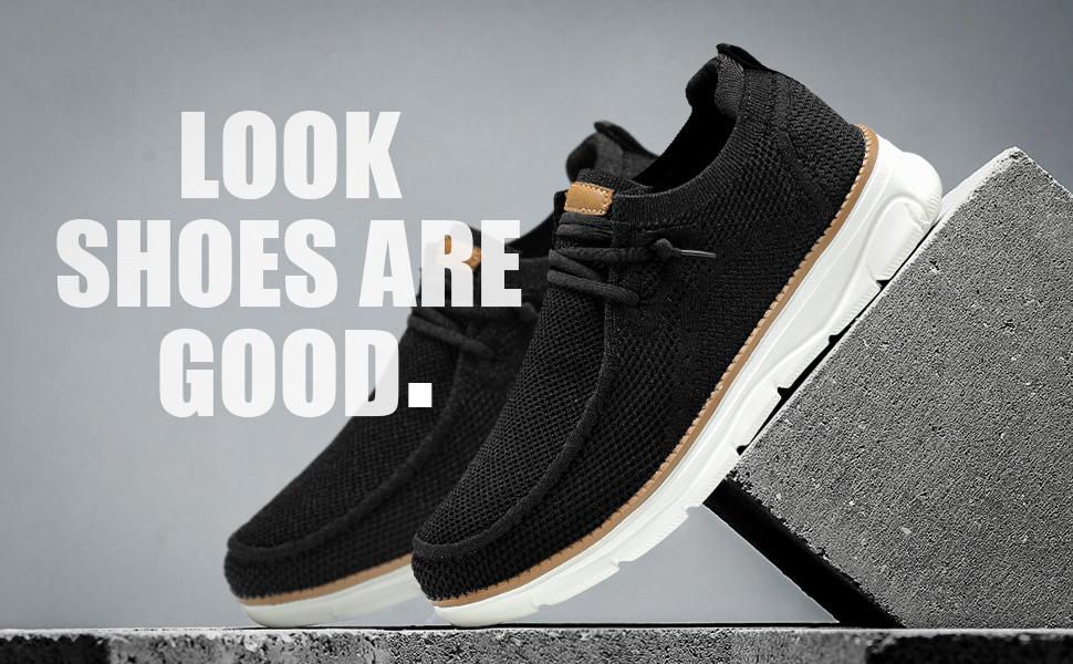 Men's Casual Mesh Breathable Solid Color Slip On Shoes Lightweight Comfortable Sports Running Loafers Knitted Mesh Platform Sneakers Boy Footwear Sneaker Closed Training Runner Athletic Trainer