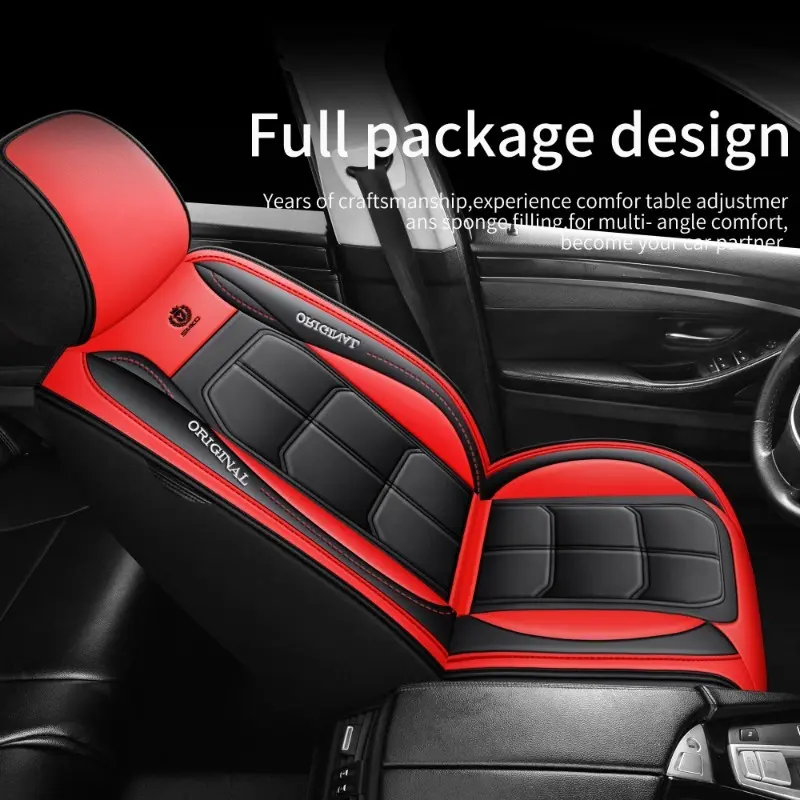 2-Pieces Leather-Look Style Car Seat Covers, Seat Protectors with Easy On/Off Keeps Upkeep Simple, Durable Comfortable Universal Vehicle Accessory for All Cars, Auto Interior Accessory