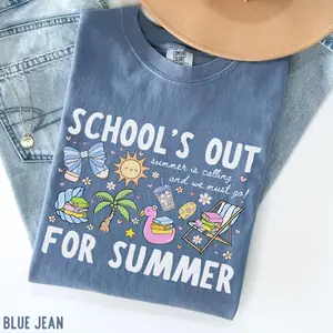 Comfort Colors 'Schools Out For Summer' T-Shirt : Summer Is Calling Book Lover Teacher Tee