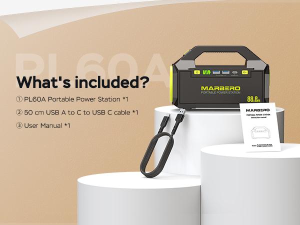 MARBERO 24,000mAh Power Bank with AC 100W Outlet (150W Surge) 88.8Wh Portable Power Station 4 Output Ports PD 60W USB-C Built-in High-lumens Flashlight for Hiking Camping Essentials Power Outage MARBERO 24,000mAh Power Bank with AC 100W Outlet (150W Surge) 88.8Wh Portable Power Station 4 Output Ports PD 60W USB-C Built-in High-lumens Flashlight for Hiking Camping Essentials Power Outage