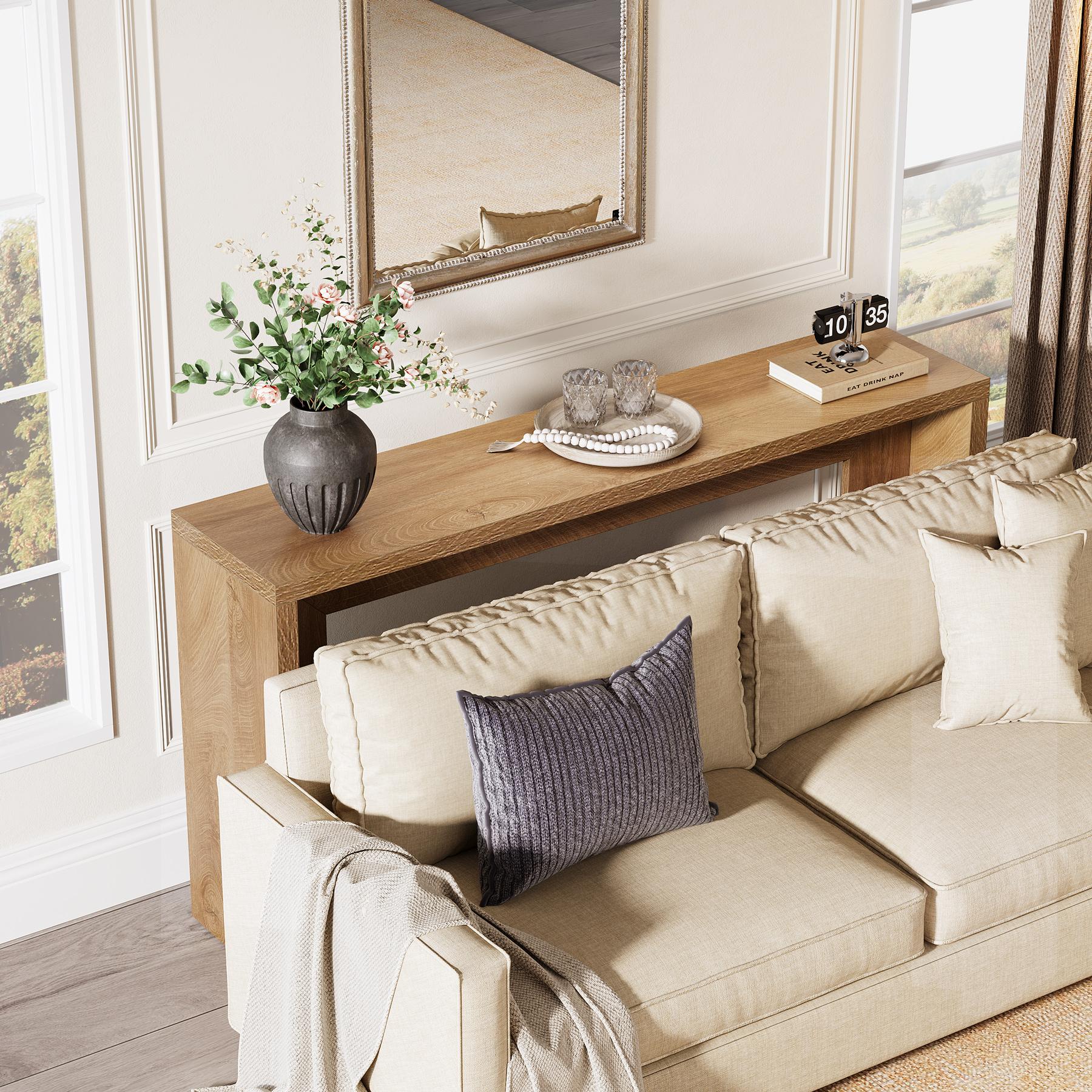 LITTLE TREE  Farmhouse Console Table, 55-Inch Wooden Sofa Table with Storage for Entryway, Foyer, Hallway, Living Room, Easy Assembly