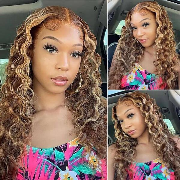 P4/27 Highlight Loose Deep Wave Bundles Honey Blonde Brown Colored Human Hair Weave Bundles Deep Wave Quick Weave Extensions