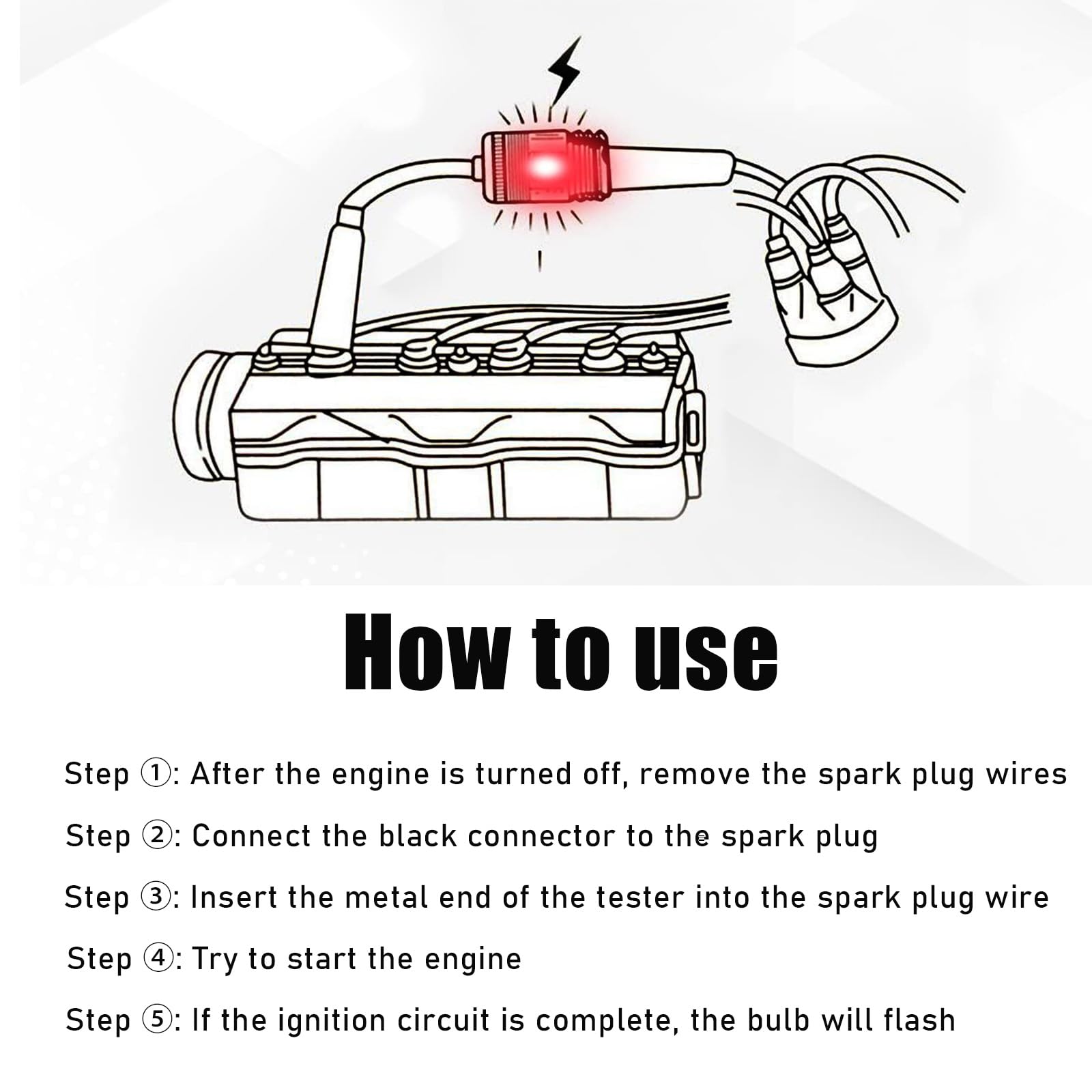 Inline Spark Tester, Straight Boot Ignition Tester Plug Engine Ignition, Pick Up Coil/Armature Diagnostic Detector Tool for Automotive/Car/Lawnmower Inline Spark Tester, Straight Boot Ignition Tester Plug Engine Ignition, Pick Up Coil/Armature Diagnostic Detector Tool for Automotive/Car/Lawnmower