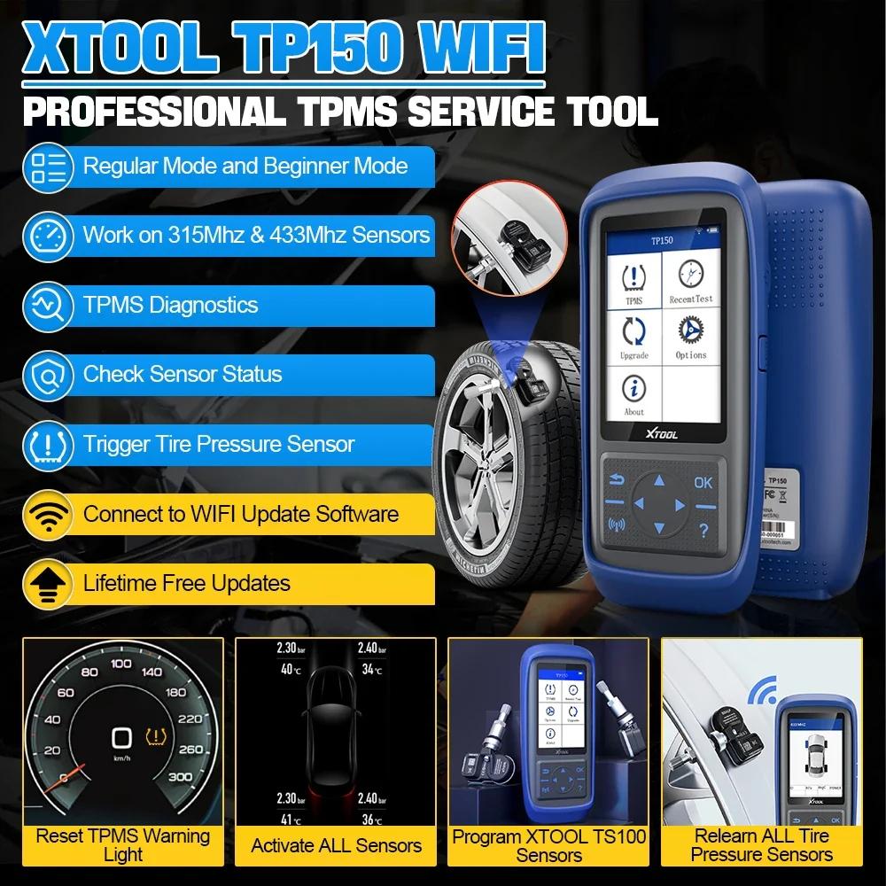 XTOOL TP150 TPMS Programming Tool, 2026 TPMS Relearn Tool, Activate/Relearn/Diagnosis All Known TPMS Sensors, Program TS100 Sensors (315/ 433MHz), TPMS Reset Tool TPMS Programmer