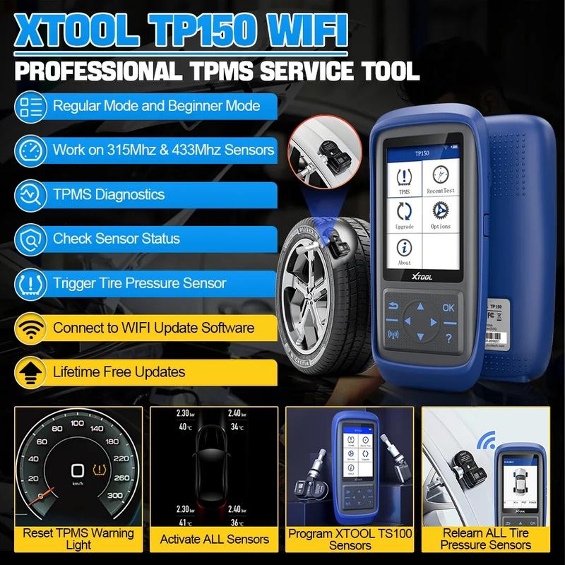 XTOOL TP150 TPMS Relearn Tool, Programming for XTOOL TS100, Relearn/Reset/Activate Car Tire Sensor, Universal TPMS Relearn/Reset/Activate 2026Tire Pressure Monitoring System Data Automotive Diagnostic Activation Vehicle