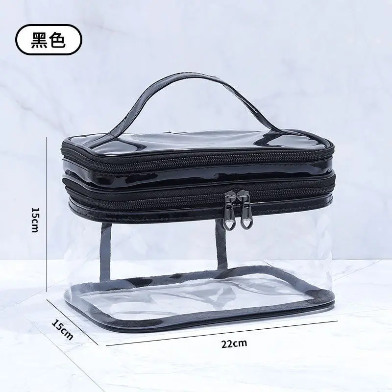 Double Layer Transparent Cosmetic Bag Large Capacity Dry and Wet Separate Waterproof Toiletry Bag Portable Travel Cosmetic Storage Bag