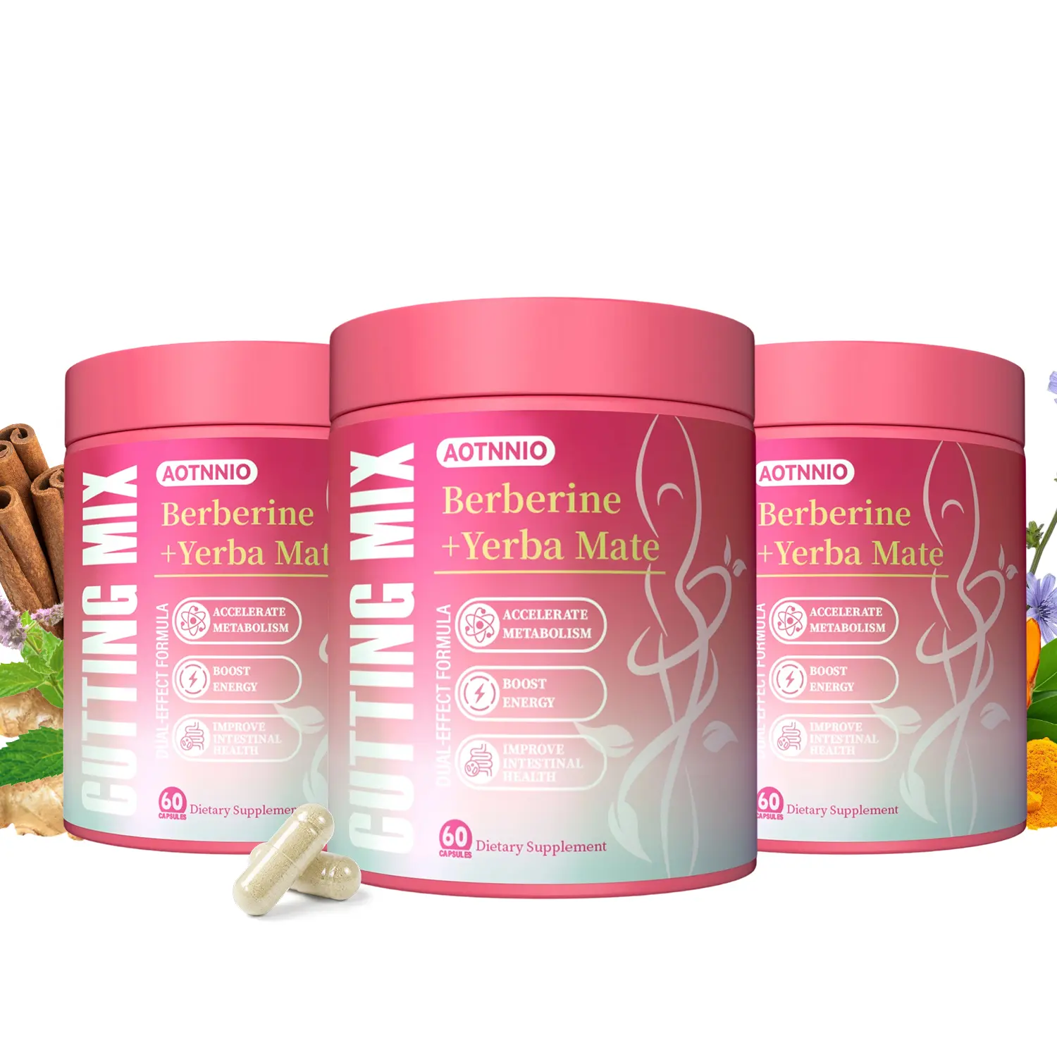 Cutting Supplement Capsules - 60 Servings Summervibes Berberine Blend, Metabolic Support Blended Vitamins and Minerals with Chromium, 5-HTP, Yerba Mate & Magnesium, Berberine Supplement, Metabolic Support Blended Vitamins And Minerals Supplements