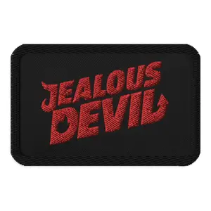 Jealous Devil Logo Embroidered Patch - 3-Inch Letter Embroidered Patch with Iron-On, Sew-On & Safety Pin Attachment - Versatile Decorative Patch Jackets, Backpacks & Hats