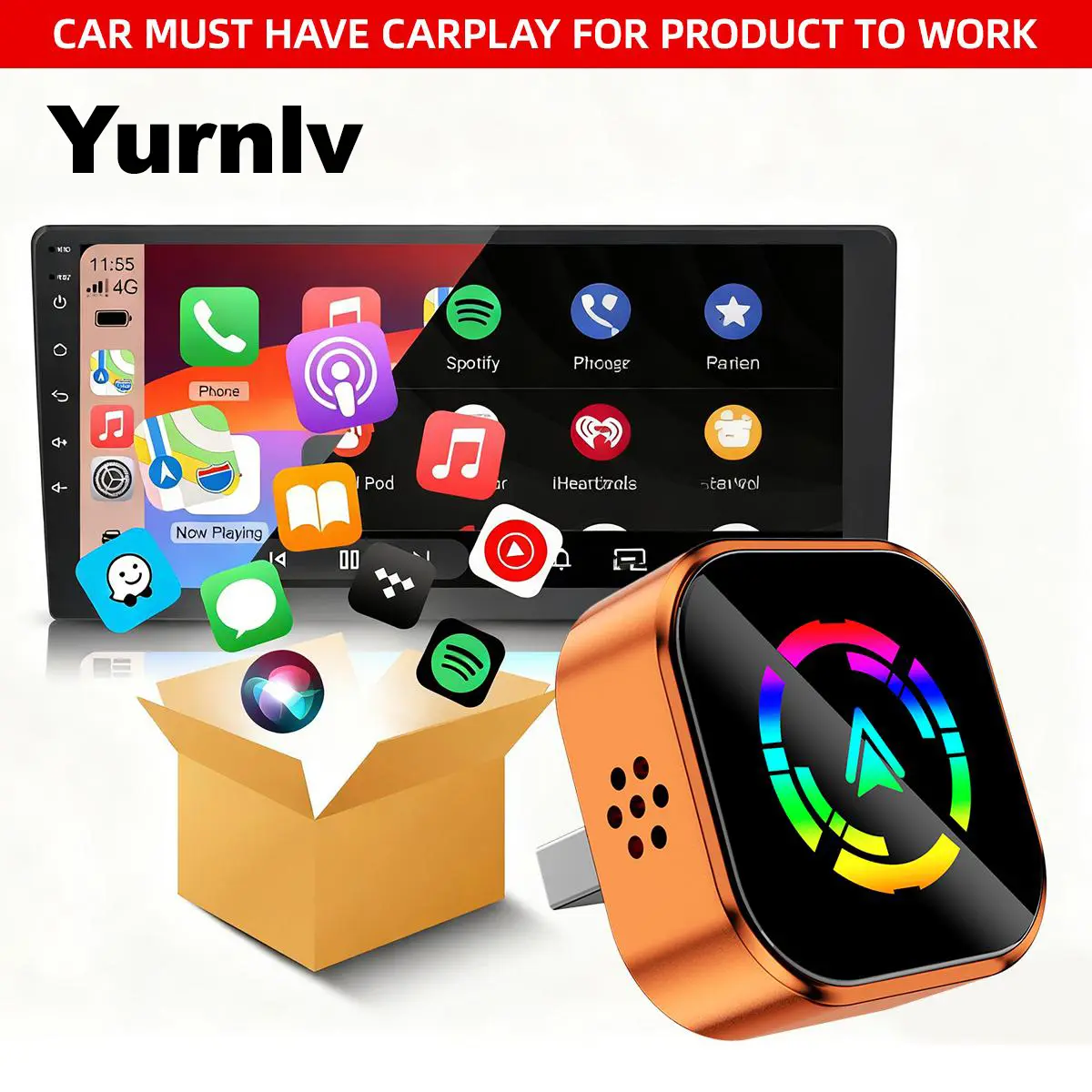 【SummerFinds】YURNLV A New CarPlay 2026 Wireless CarPlay Adapter for iPhone/Android  Fast Connect , Hands-Free Calling Wireless Adapter Electronic Charger CarPlay Adapter