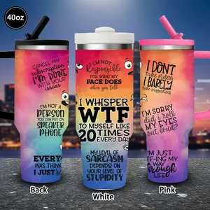 1pc 40oz Quirky Humor Graphic Design, Playful Emojis, Sarcastic Quotes Tumbler with Lid and straw, Winter Insulated Travel Mug, Gift for Women Men, Ideal for Valentine's Day, Birthday Gift, Coffee Cup for Office