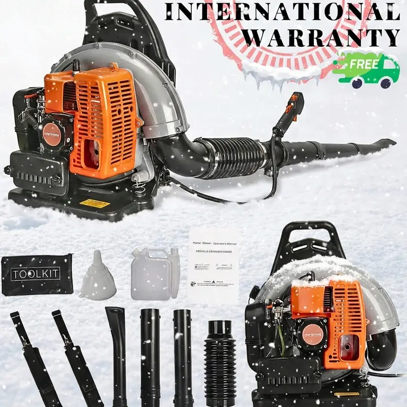 YUCOAP 63CC Professional Backpack Snow Blower - 550 CFM High-Power Gas Blower for Driveway & Walkway, 1.25KW, 6800 RPM 2. Garden Portable
