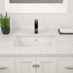 Dcolora 18" Rectangular Bathroom Vessel Sink – Undermount Design, Pure White with Overflow