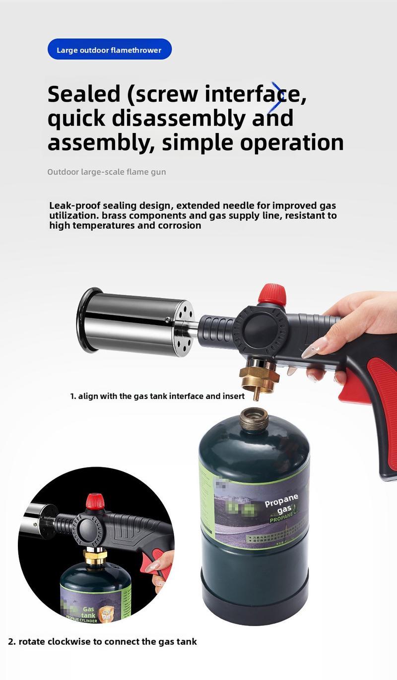AXIZITECH Powerful Propane Torch(Propane Tank Not Included),With One-Touch Max Fire Button and Safety Lock, Adjustable Blow Torch for Sous Vide Searing Steak, BBQ,Fireplace,Charcoal Wood，Excellent Gift for Christmas and New Year(Without a gas cylinder) Su