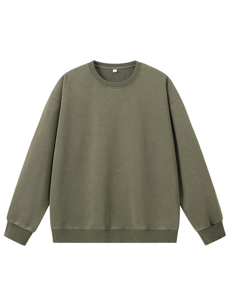 CCCMAI Men's Loose Crewneck Long Sleeve Sweatshirt Vintage Casual Pullover in Multiple Colors Round Neck Top Menswear Plain