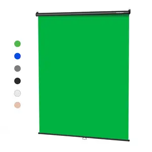 RAUBAY 5′ x 7.2′ Pull Down Green Screen (Blue/White/Grey/Black/Beige) Backdrop Retractable Collapsible Wall-Mount Background for Professional Video Production, Chroma Key Backdrop for YouTube, TikTok, Streaming, Video Conferencing