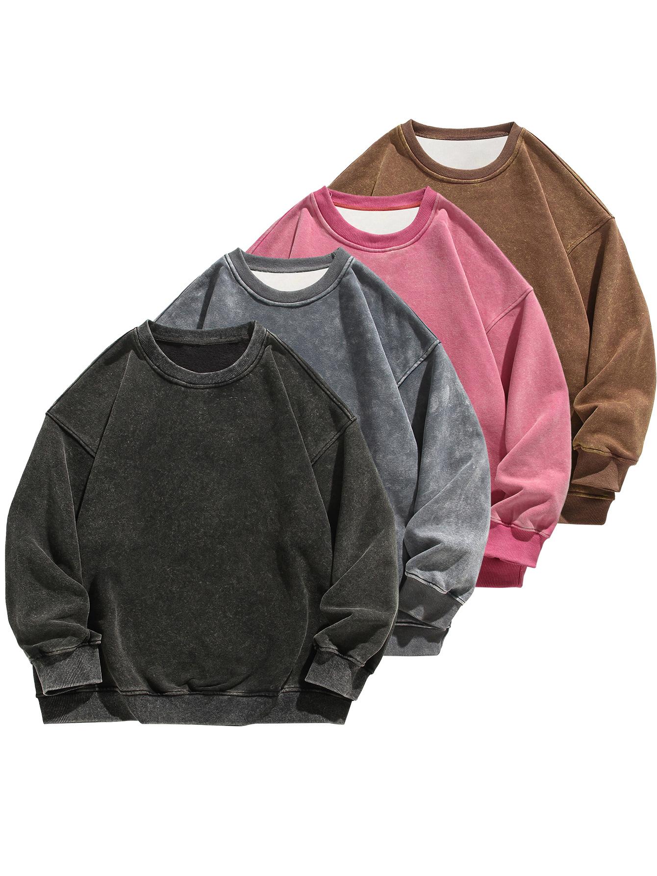 Men's Regular Fit Plain Crewneck Sweatshirt Long Sleeve Pullover Warm Comfortable Ribbed Classic Top Casual Long Sleeve for Fall Winter Menswear