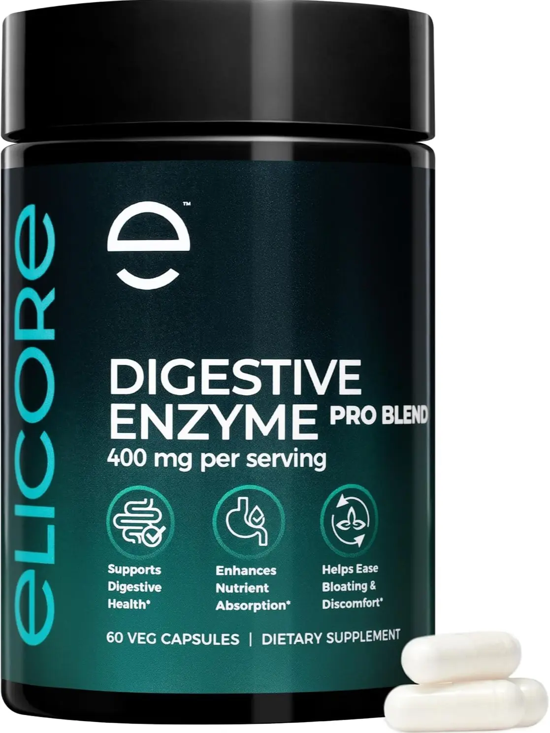 Premium Digestive Enzyme Pro Blend with Bromelain & Papaya Enzyme– Gas and Bloating Relief for Women and Men, Gut & Digestive Health Supplement – Gluten-Free – 60 Veg Capsules