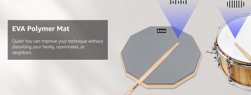 Donner Drum Practice Pad 8 Inches, Silent Practice Drum Pad 2-Sided With Drum Sticks - Gray/Blue