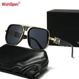 [WishOpen]2026 New Fashionable Luxury Sunglasses European and American Classic Women's Large Frame Metal Frame Casual Luxury Sense Black Frame