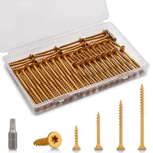 Outdoor Wood Deck Screw Kit, Bronze Rust-Resistant Epoxy Coated, T25 Star Drive (Bit Included), 110-Piece Assorted Set, Heavy-Duty for Timber/Log/Landscaping, Exterior Use