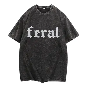 Wild English Letters + Heavy Tie-Dyeing Technique, Retro Washed Top, Oversized Vintage washed cotton T-shirt  Women, Casual Street Fashion, Suitable for Daily Wear