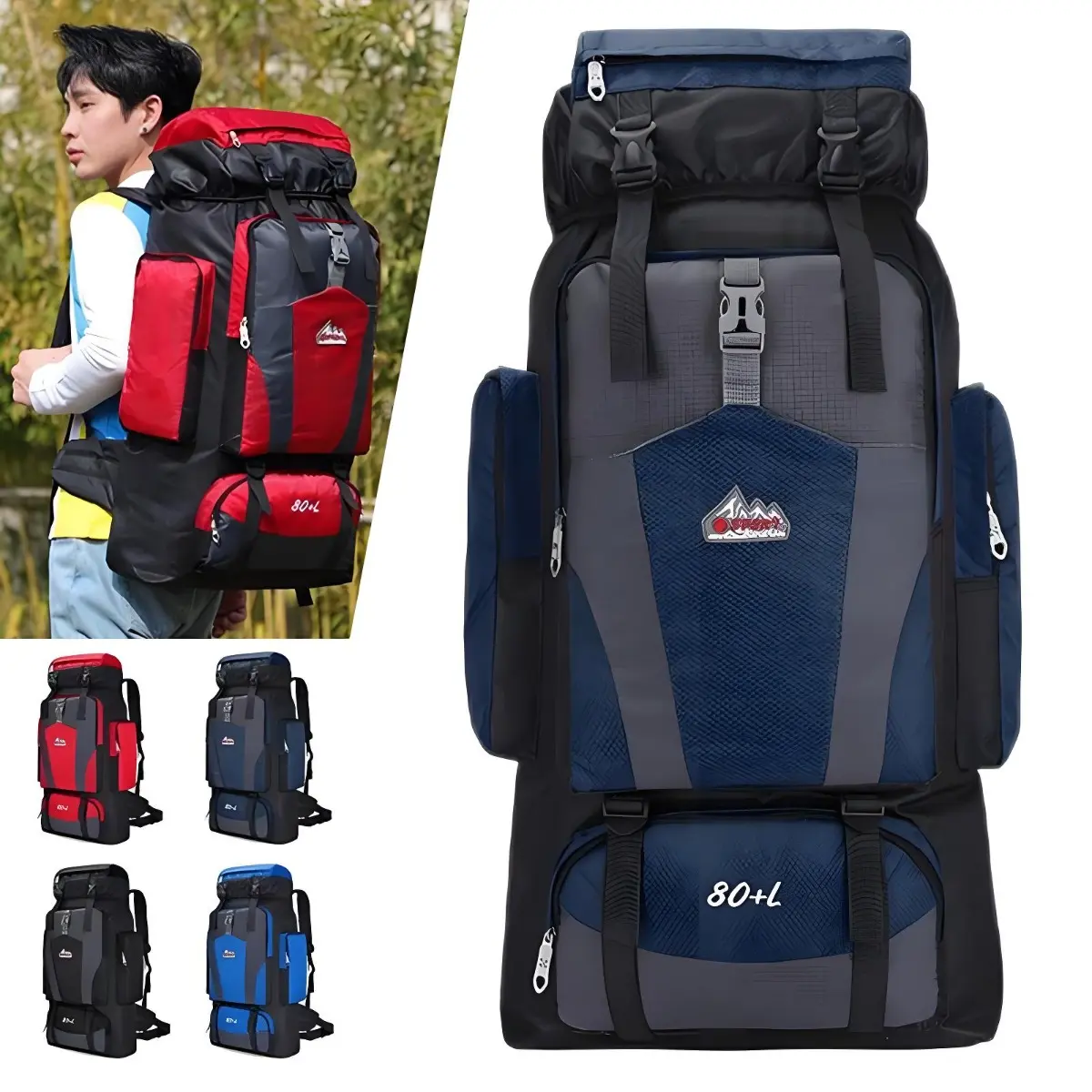 80L Nylon Hiking Backpack for Men, Lightweight & Durable Waterproof Outdoor Rucksack with Multi-Compartment Pockets for Camping and Trekking, Durable Outdoor Hiking, Hiking Trekking Rucksack, Multi Compartment Backpack, Backpacks
