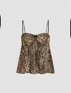 Leopard Print Bow Tie Camisole Crop Top