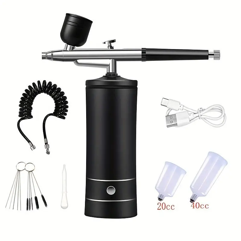 Portable Airbrush Kit, Handheld Airbrush & Accessories, Professional Makeup Tool for Painting, Tattoo, Nail Art, Model Coloring, Power Airbrush Tool, Spray Painting Tool