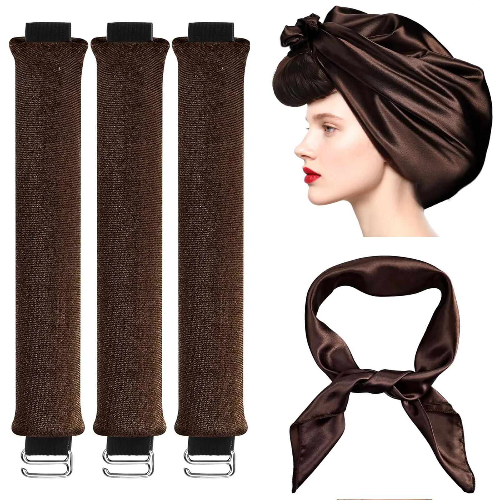 4 in 1 Pack Heatless Curls No Heat Curling Rod, Velvet Hair Curlers to Sleep in  Silk Scarf Curl Styling Kit for Long Medium Hair Use In Combination With The Shaping Spray