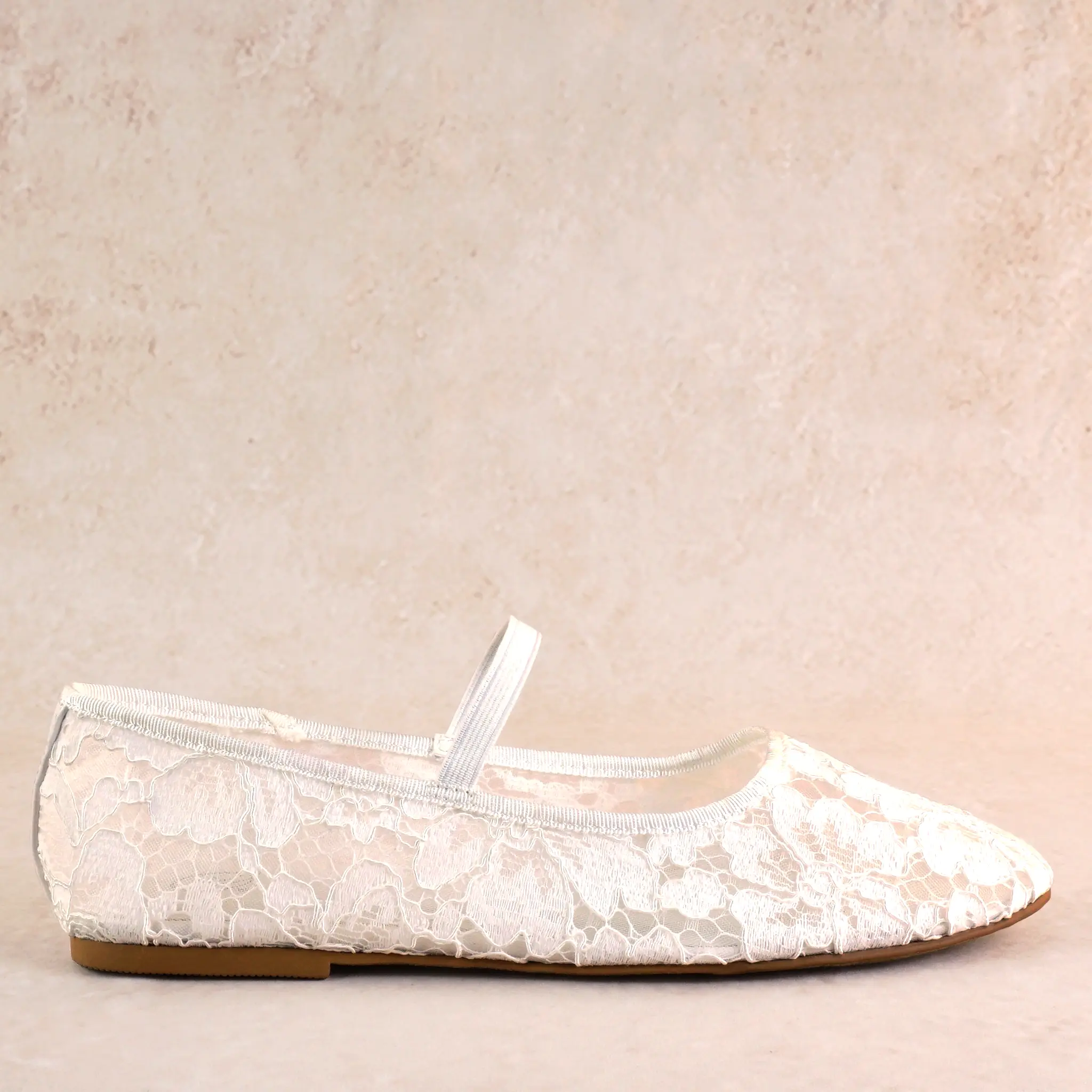 Renee White Lace Ballet Flats