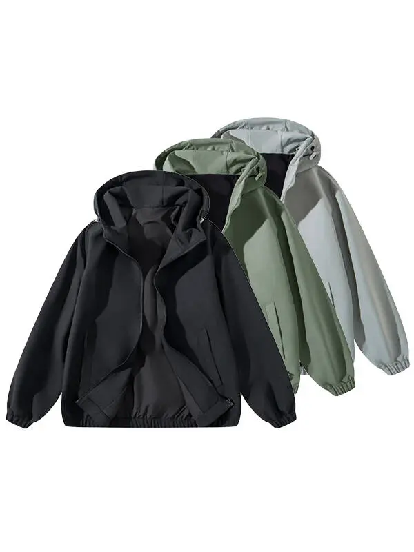 Zip Up Jackets Vintage Washed Coat Streetwear Hoodies Unisex Soft Material Casual Fashion Essential Tops for Men Day Womenswear