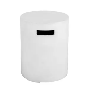 16" Propane Tank Cover Table, Round Tank Container Fits Standard 20 lb Cylinder Bottle Storage Box Hideaway Table, Gas Tank Holder for Outdoor Gas Fire Pits, Deck Backyard Patio, White, for outdoor and indoor use