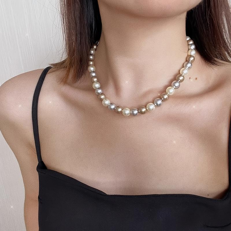 Elegant Freshwater Freshwater Pearls Necklace, Mixed Color Coffee Freshwater Pearls, December Birthstone, Celestial Theme, Suitable for Casual Attire And Gift Occasions, Sexy And Simple Design, Suitable for Valentine's Day, Jewelry for All Seasons