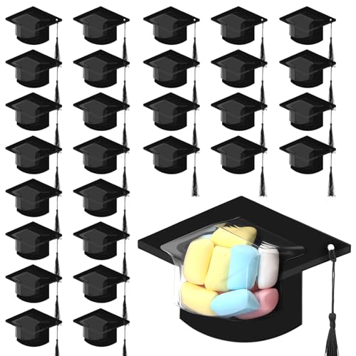 30 Pcs Graduation Cap Candy Card 2026 Class Grad Candy Dome Greeting Card Gift with Tassel Chocolate Holder for Friend Students Teachers School Party Favors Candy Holder Graduation Gifts Supplies