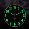 ConstantPlanet Luminous Night Light Analog Clock - Silent Quartz, Black Round (5-10in Diameter), Battery-Powered, Large Digital Display, Glass-Plastic-Metal Build, Traditional Decoration, Wall Decor for Living Room-Bedroom, Christmas Gift