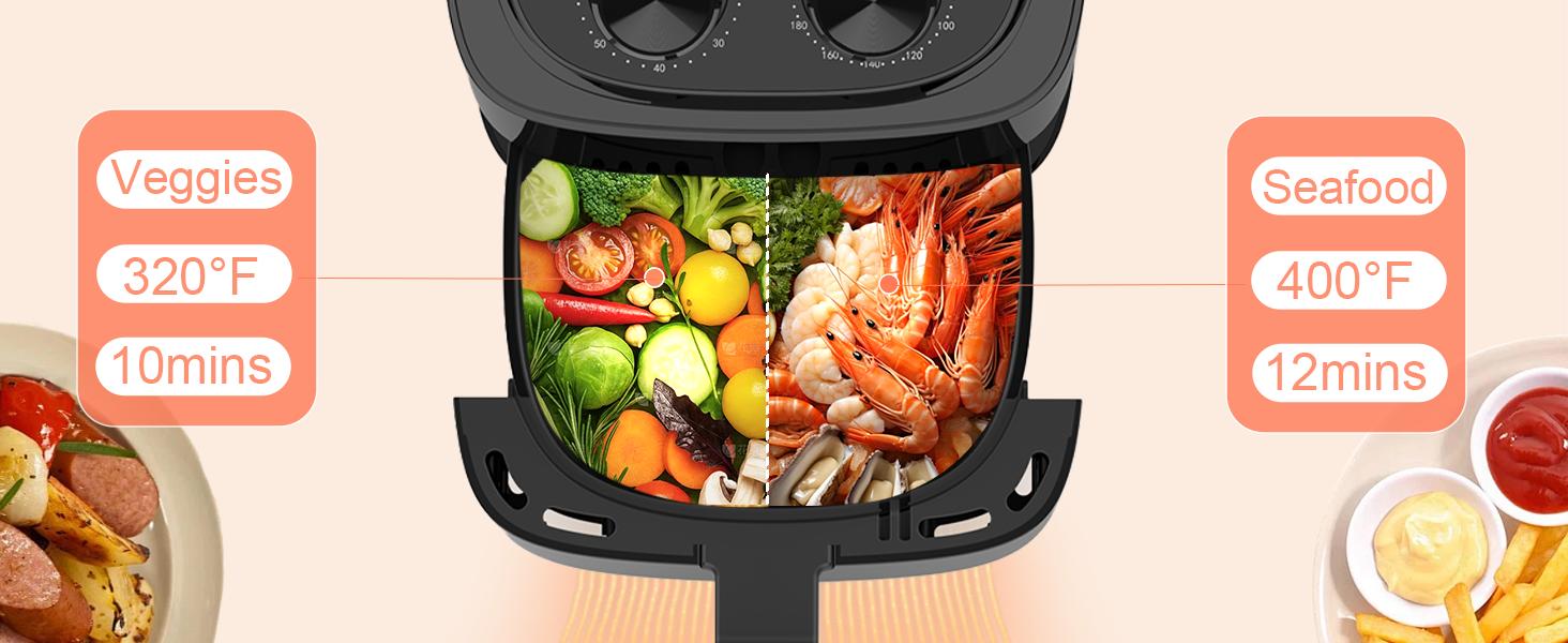 OSTBA 4.5QT Air Fryer with Tempered Glass LED Touch Screen, 6 Presets One-Touch Cooking, Adjustable Temp & Time, Dishwasher Safe Nonstick Basket, Oil-Free Healthy Cooking, 1–4 People