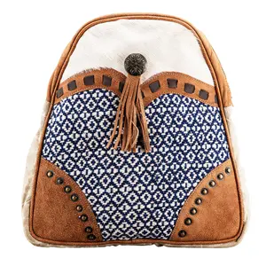 Ohlay Bags OHV237 Backpack Upcycled Wool Canvas Hair-On Genuine Leather Women Bag Western Handbag Purse