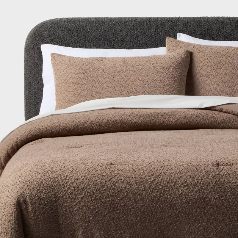 Full/Queen Boucle Comforter Set Brown - Threshold
